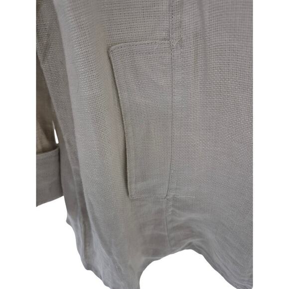 Luii Anthropologie beige linen Open Front Coat Back belt detail NWOT XL - Picture 5 of 7